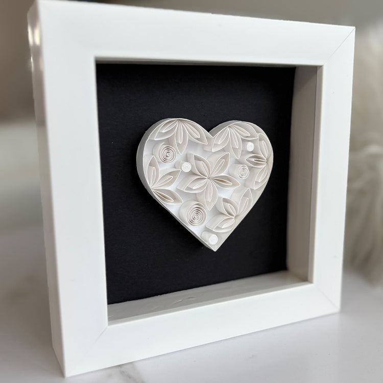 White Floral Heart