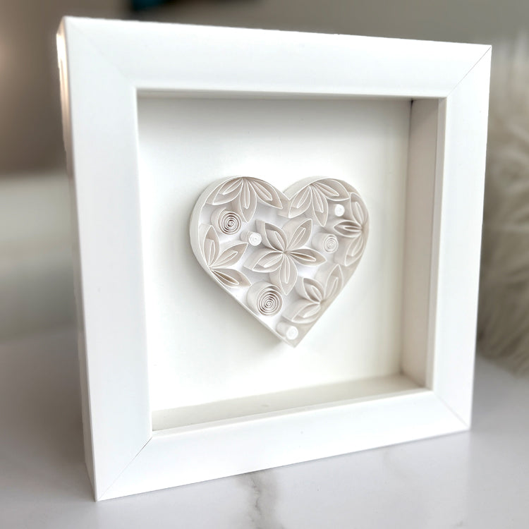 White Floral Heart