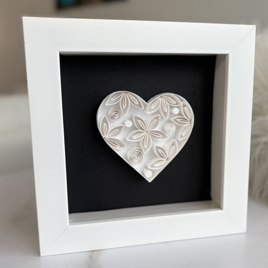 White Floral Heart